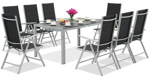 Zestaw ogrodowy aluminiowy Polywood Verona dla 8 osób Garden Point czarno-szary