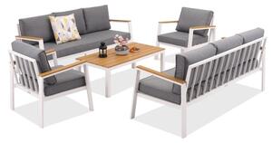 Komplet luksusowych mebli z aluminium Zakintos Coffee 8 biały Garden Point