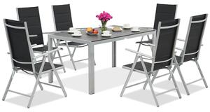 Zestaw ogrodowy aluminiowy polywood Verona dla 6 osób Garden Point czarno-szary
