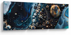 Obraz - Krople atramentu (z zegarem) (90x30 cm)