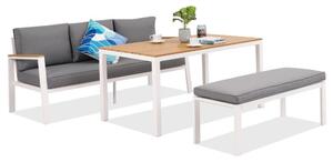Zestaw aluminiowy Zakintos Apetito Comfort 3 z ławką biały Garden Point
