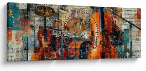 Obraz - Instrumenty muzyczne (z zegarem) (90x30 cm)