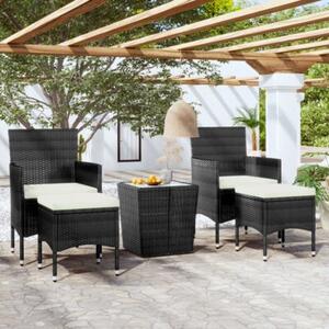 Zestaw Mebli Ogrodowych Bistro Z Poduszkami 5-Częściowy Czarny Rattan Na Taras Balkon Ogród