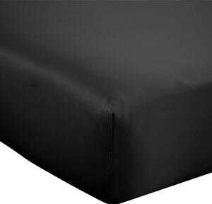 Czarne satynowe prześcieradło z gumką 90x190 cm Silky Soft – Catherine Lansfield