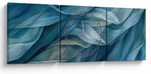 Obraz - Niebieskie i białe fale (z zegarem) (90x30 cm)