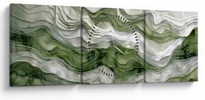Obraz - Zielone i białe zmarszczki (z zegarem) (90x30 cm)