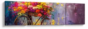 Obraz - Koło z kwiatami (170x50 cm)