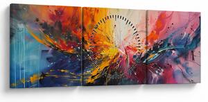 Obraz - Abstrakcja kolorów (z zegarem) (90x30 cm)