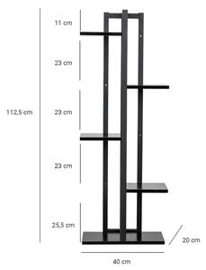 Uniwersalny stojak na kwiaty kwietnik na 6 doniczek 5-poziomowy TOWER (Czarny)