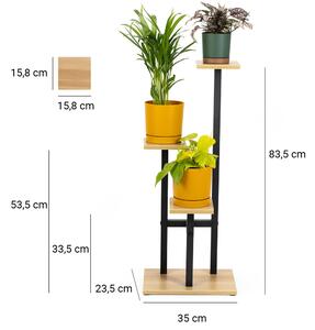 Uniwersalny stojak na kwiaty kwietnik na 3 doniczki 3-poziomowy PEAK (Czarny)