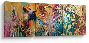 Obraz - Abstrakcyjny obraz natury (z zegarem) (90x30 cm)