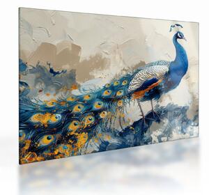 Obraz na szkle - Paw, malarstwo (70x50 cm)