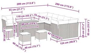 Zestaw Mebli Ogrodowych Komplet Ogrodowy Z Poduszkami 14-Częściowy Czarny Rattan Na Taras Balkon Ogród