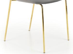 Welurowe krzesło glamour złote nogi K499 - szary