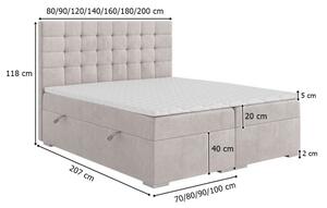 Łóżko kontynentalne CAROLINA 200x200 cm
