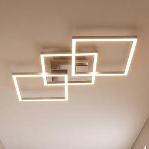 Briloner Lampa sufitowa LED Frame, możliwość ściemniania, aluminiowy / szary / cynkowy, salon / jadalnia, metal, nowoczesny