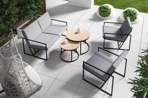 Zestaw mebli ogrodowych Sun 1 - sofa 2-osobowa 2 fotele stolik 2w1 metalowy szary czarny
