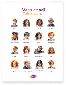 Plakat: Mapa Emocji (30x40cm) Pomóż dziecku nazwać to, co czuje!