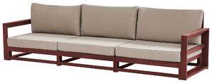 Sofa ogrodowa 3-osobowa z poduszkami drewno akacjowe mahoniowy brąz Timor II Beliani