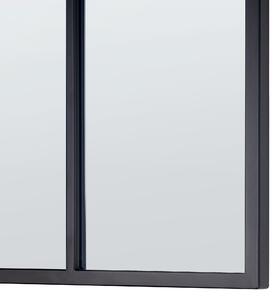Nowoczesne lustro ścienne wiszące ozdobny kształt okna czarna rama Camon Beliani