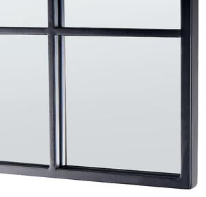 Nowoczesne lustro ścienne wiszące ozdobny kształt okna czarna rama Blesle Beliani