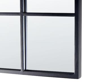 Nowoczesne lustro ścienne wiszące ozdobny kształt okna czarna rama Brouage Beliani