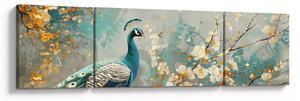 Obraz - Paw ze złotą dekoracją (170x50 cm)