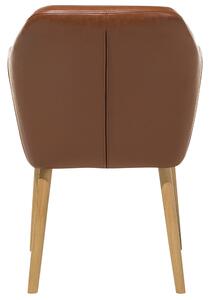 Krzesło do jadalni tapicerowane ekoskóra drewniane nogi brązowe Yorkville Beliani