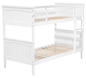 Łóżko piętrowe dziecięce 90 x 200 cm drewniane z drabinką białe Albon Beliani