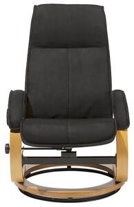 Fotel do masażu czarny tapicerowany z podnóżkiem regulowany z pilotem Hero Beliani