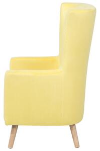 Retro fotel uszak tapicerowany welurowy żółty Oneida Beliani