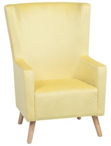 Retro fotel uszak tapicerowany welurowy żółty Oneida Beliani