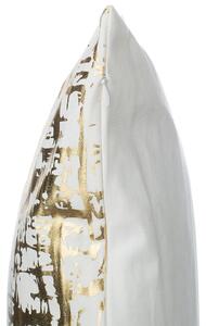 Zestaw 2 poduszek dekoracyjnych bawełnianych złoty nadruk biała Gardenia Beliani