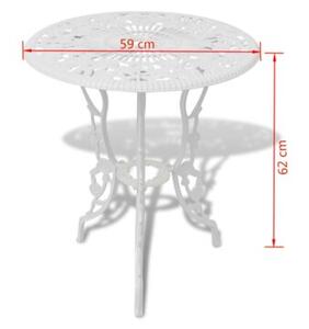Zestaw Mebli Ogrodowych Bistro 3-Częściowy Biały Aluminium Na Taras Balkon Ogród