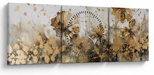 Obraz - Abstrakcyjny kwiatowy obraz (z zegarem) (90x30 cm)
