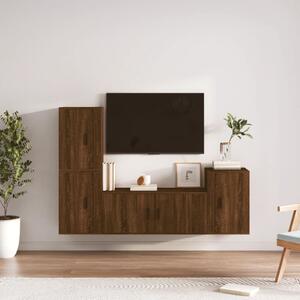 Zestaw 4 szafek TV, brązowy dąb, materiał drewnopochodny