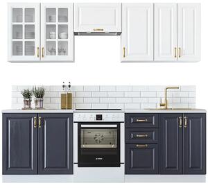 Klasyczne meble kuchenne 240 cm granatowy + biały W1-Z96