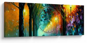 Obraz - Nocny spacer (z zegarem) (90x30 cm)