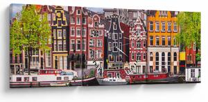 Obraz - Amsterdam, domy tańca (z zegarem) (90x30 cm)