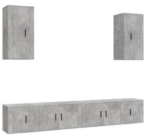Zestaw 6 szafek telewizyjnych, szarość betonu