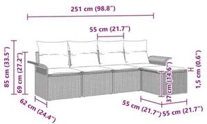 Zestaw Mebli Ogrodowych Komplet Wypoczynkowy Z Poduszkami 5-Częściowy Brązowy Rattan Na Taras Balkon Ogród