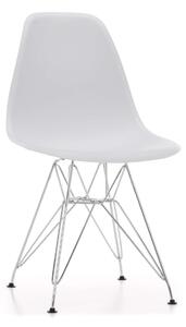 MebleMWM Nowoczesne krzesło EAMES EM01 białe, nogi srebrny chrom