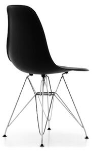 MebleMWM Nowoczesne krzesło EAMES EM01 | Czarne | Srebrne nogi chrom | Outlet