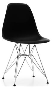 MebleMWM Nowoczesne krzesło EAMES EM01 czarne, nogi srebrny chrom