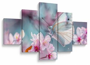 Obraz - Motyl na drzewie wiśni (125x70 cm)