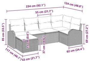Zestaw Mebli Ogrodowych Komplet Wypoczynkowy Z Poduszkami Szary Rattan Na Taras Balkon Ogród