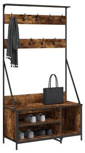Wieszak na ubrania z miejscem na buty, ciemny dąb 100x41x184 cm