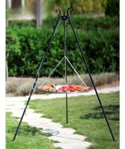 Grill na trójnogu z kołowrotkiem 180 cm, TRIVO, ruszt stal nierdzewna, 60 cm | TYLETEGOTU
