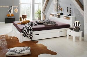 Białe łóżko z funkcjonalną półką140x200 cm