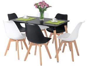 Komplet 6 krzeseł BOLONIA i stół czarny 120 cm